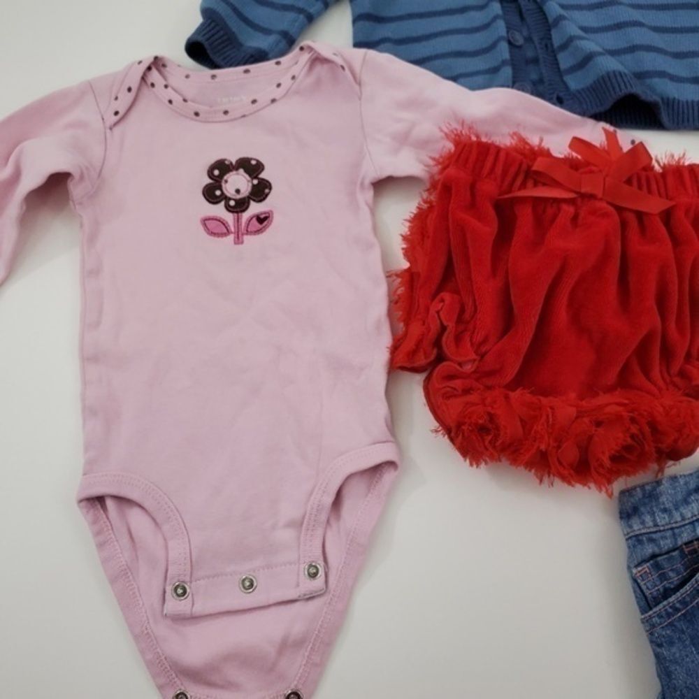 Girls Lot of 5 Size 3 6 Month One Piece Shorts Swe - Picture 4 of 6